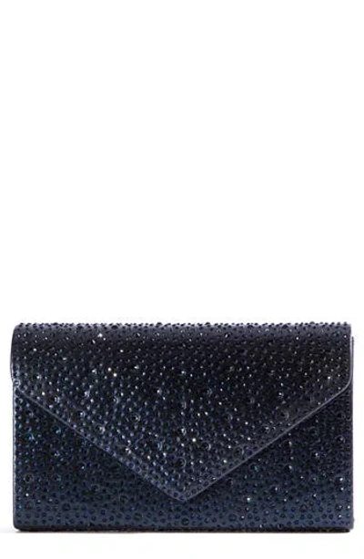 Lady Couture Rhinestone Envelope Clutch In Navy