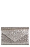 Lady Couture Rhinestone Envelope Clutch In Pewter