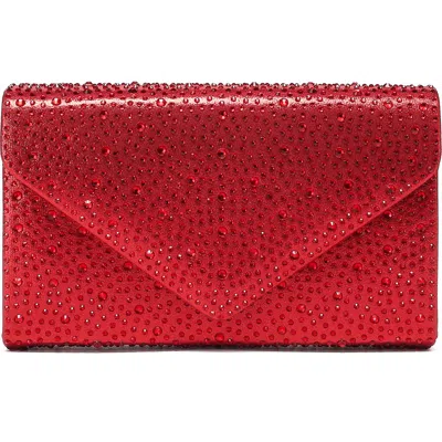 Lady Couture Rhinestone Envelope Clutch In Red