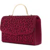 Lady Couture Rhinestone Handbag In Burgundy