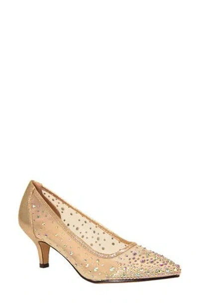 Lady Couture Rhinestone Kitten Heel Pump In Champagne