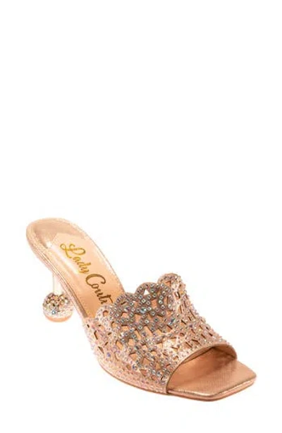 Lady Couture Rhinestone Laser Cut Sandal In Gold