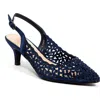 Lady Couture Rhinestone Laser Cut Slingback Pump In Blue