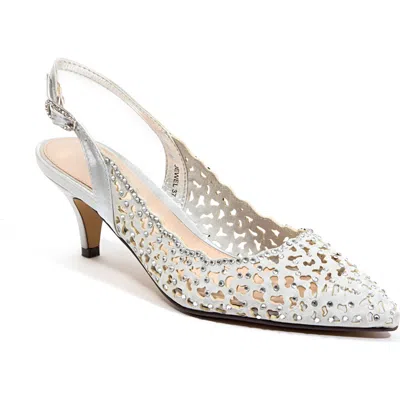 Lady Couture Rhinestone Laser Cut Slingback Pump In Silver
