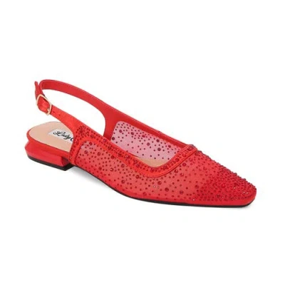 Lady Couture Rhinestone Mesh Flat In Red