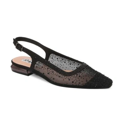Lady Couture Rhinestone Mesh Flat In Black