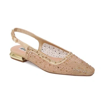 Lady Couture Rhinestone Mesh Flat In Gold