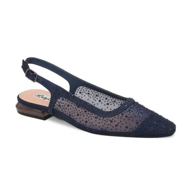 Lady Couture Rhinestone Mesh Flat In Blue