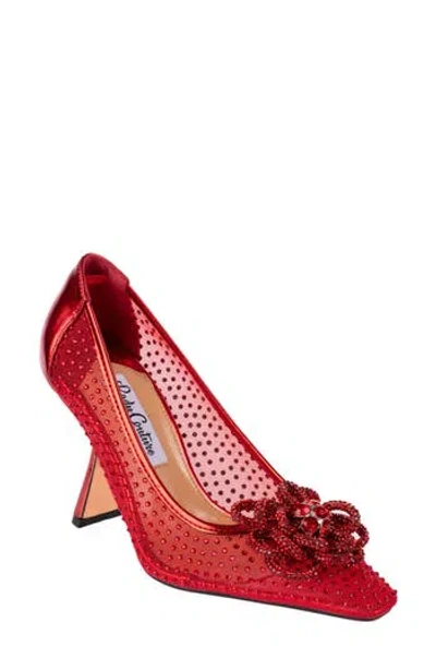 Lady Couture Rhinestone Mesh Pump In Red