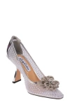 Lady Couture Rhinestone Mesh Pump In Silver