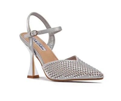 Lady Couture Lady  Couture Rhinestone Metal Heel Pump In Silver