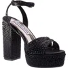 Lady Couture Rhinestone Platform Ankle Strap Sandal In Black