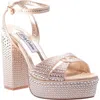 Lady Couture Rhinestone Platform Ankle Strap Sandal In Champagne