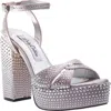 Lady Couture Rhinestone Platform Ankle Strap Sandal In Silver