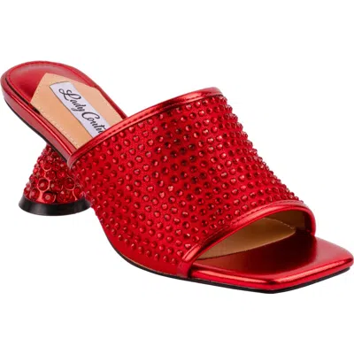 Lady Couture Women's Fireball Rhinestone Spool Heel Mules In Red