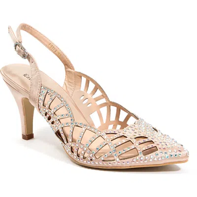 Lady Couture Rhinestone Slingback Pump In Champagne