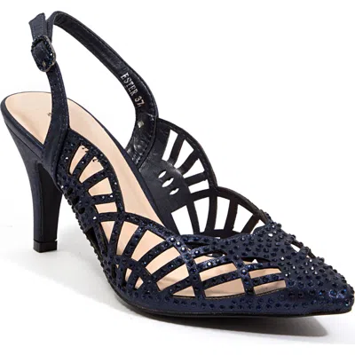 Lady Couture Rhinestone Slingback Pump In Navy