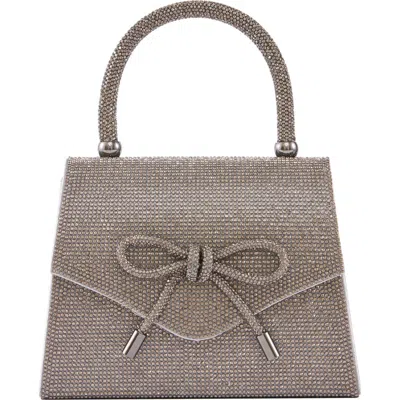 Lady Couture Rhinestone Top Handle Evening Bag In Gray