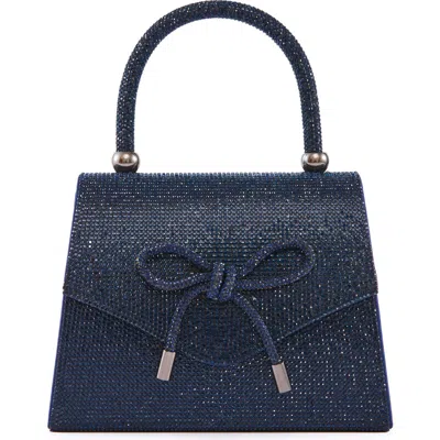 Lady Couture Rhinestone Top Handle Evening Bag In Navy