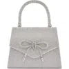 Lady Couture Rhinestone Top Handle Evening Bag In Silver