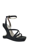 Lady Couture Rhinestone Wedge Sandal In Black
