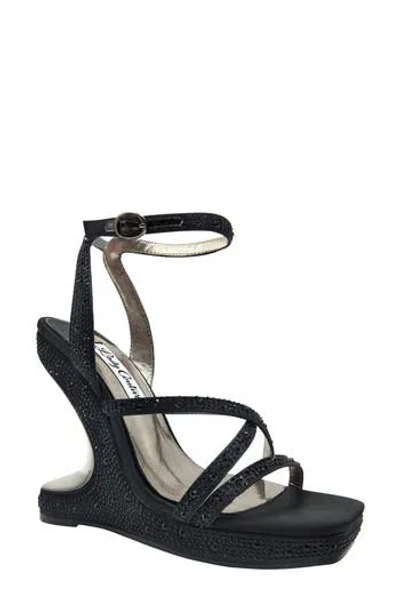 Lady Couture Rhinestone Wedge Sandal In Black