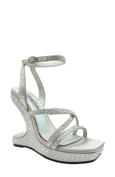 Lady Couture Rhinestone Wedge Sandal In Silver