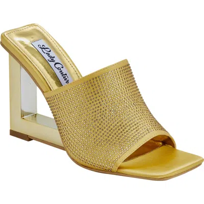 Lady Couture Rhinestone Wedge Slide Sandal In Gold