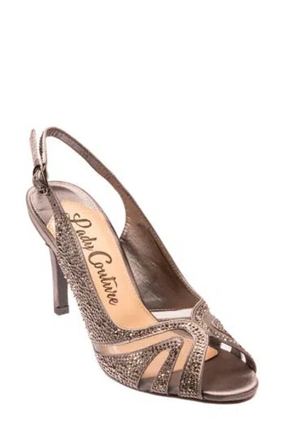 Lady Couture Rhinstone Slingback Sandal In Pewter