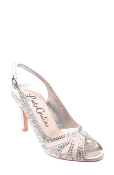 Lady Couture Rhinstone Slingback Sandal In Silver