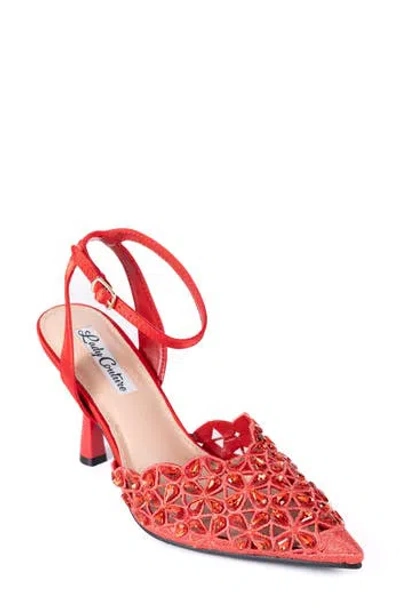 Lady Couture Sabrina Pointed Toe Ankle Strap Pump In Red