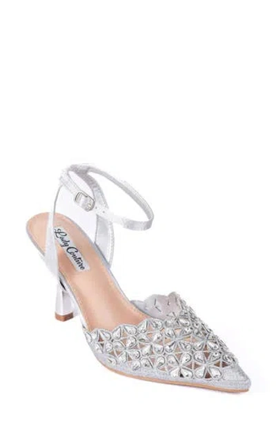 Lady Couture Sabrina Pointed Toe Ankle Strap Pump In Metallic