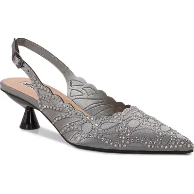 Lady Couture Scallop Top Line Slingback Pump In Gray