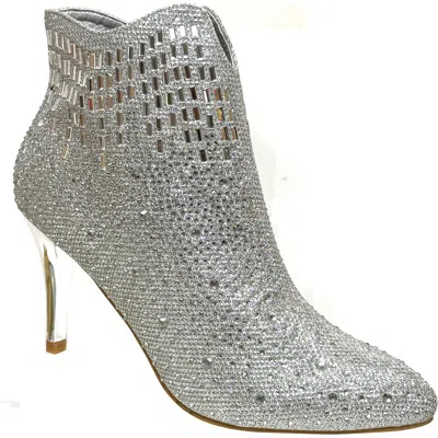 Lady Couture Star Rhinestone Bootie In Silver