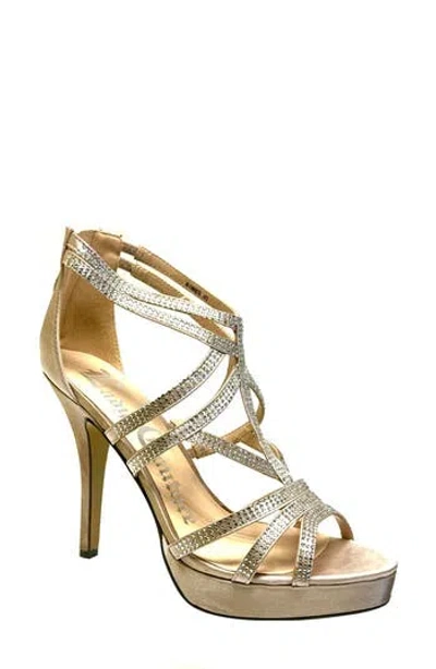 Lady Couture Strappy Rhinestone Sandal In Champagne