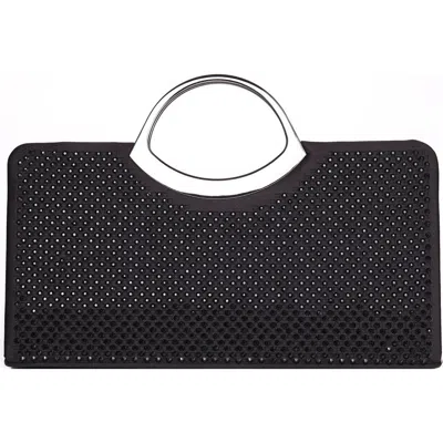 Lady Couture Tango Rhinestone Satin Clutch In Black