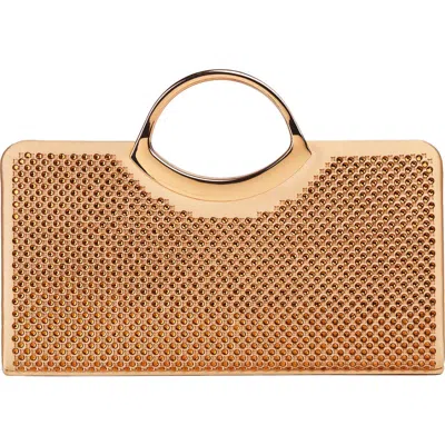 Lady Couture Tango Rhinestone Satin Clutch In Gold