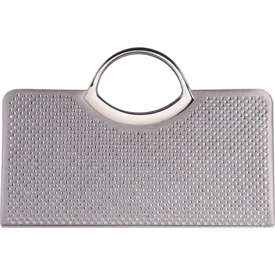 Lady Couture Tango Rhinestone Satin Clutch In Silver