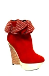 Lady Couture Venice Platform Wedge Bootie In Red
