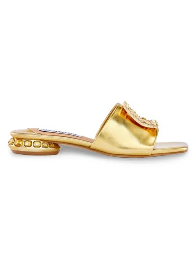 Lady Couture Women's Amore Metallic Jewel Heel Mules In Gold