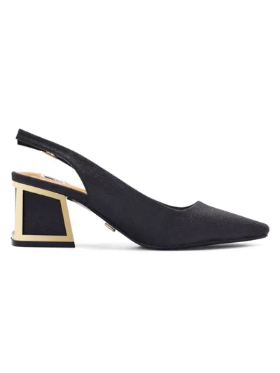Lady Couture Women's Boca Caged Blokc Heel Slingback Pumps In Black