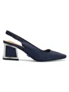 Lady Couture Women's Boca Caged Blokc Heel Slingback Pumps In Navy