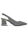 Lady Couture Women's Boca Caged Blokc Heel Slingback Pumps In Pewter