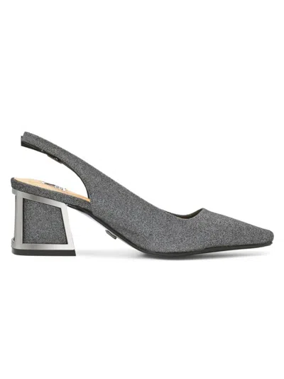 Lady Couture Women's Boca Caged Blokc Heel Slingback Pumps In Pewter