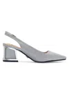 Lady Couture Women's Boca Caged Blokc Heel Slingback Pumps In Silver