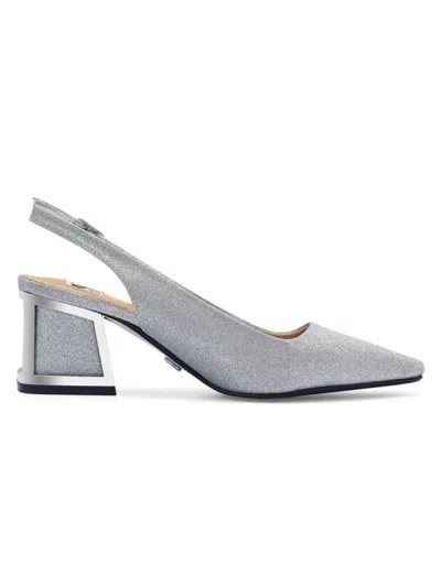 Lady Couture Women's Boca Caged Blokc Heel Slingback Pumps In Silver