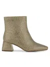 Lady Couture Rhinestone Block Heel  Bootie In Gold
