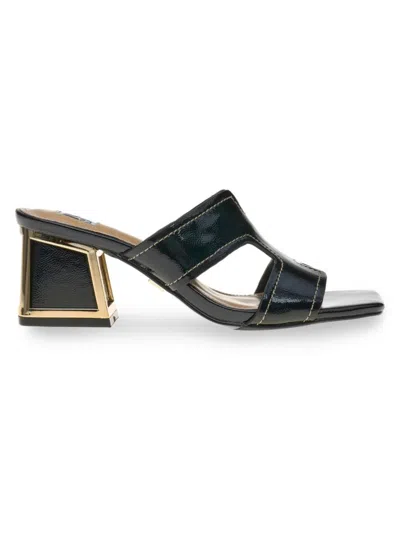 Lady Couture Women's Bright Block Heel Square Toe Sandals In Black