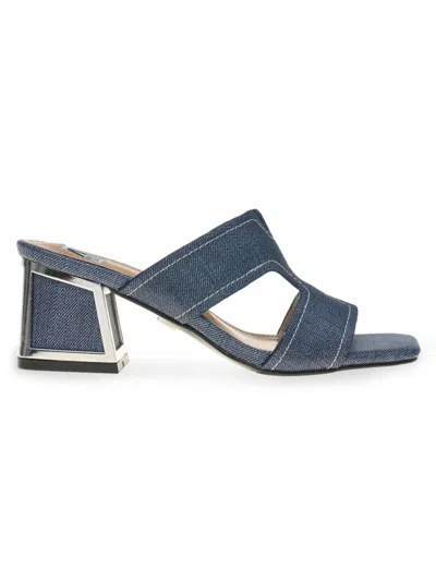 Lady Couture Women's Block Heel Sandals In Blue Jeans