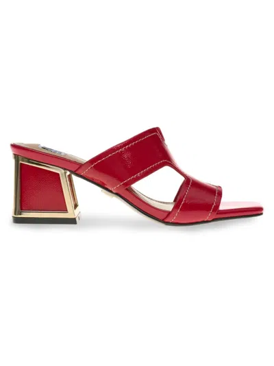 Lady Couture Women's Bright Block Heel Square Toe Sandals In Red